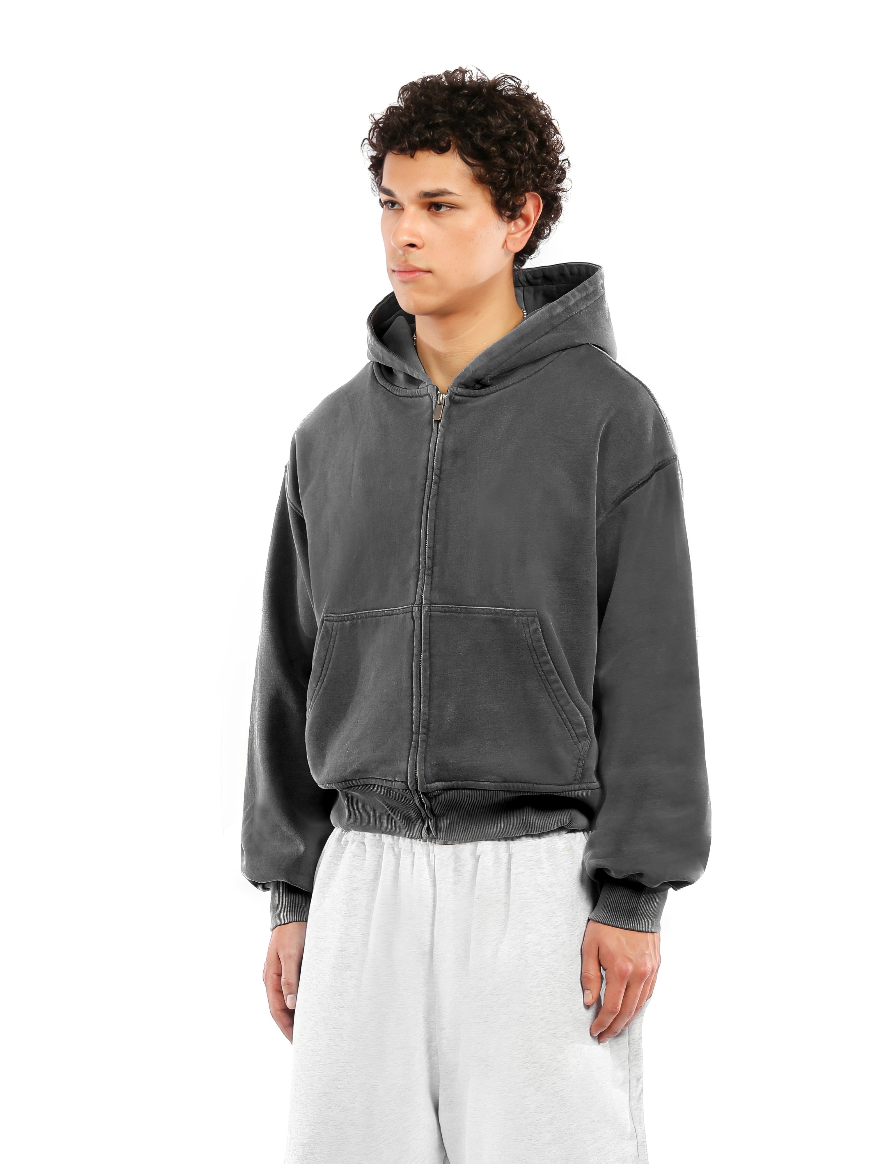 ZIP-UP HOODIE | CHARCOAL