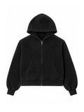 WAFFLE ZIP-UP HOODIE | BLACK